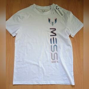 White Messi T Shirt Mens XS
